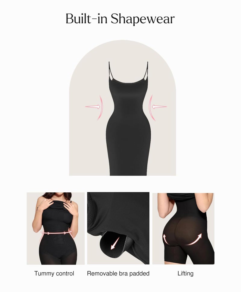Popilush Maxi Dress Black Summer Bodycon Ribbed Backless Dress Cocktail Spaghetti Strap Shapewear Dresses Party Long Going Out - Image 3