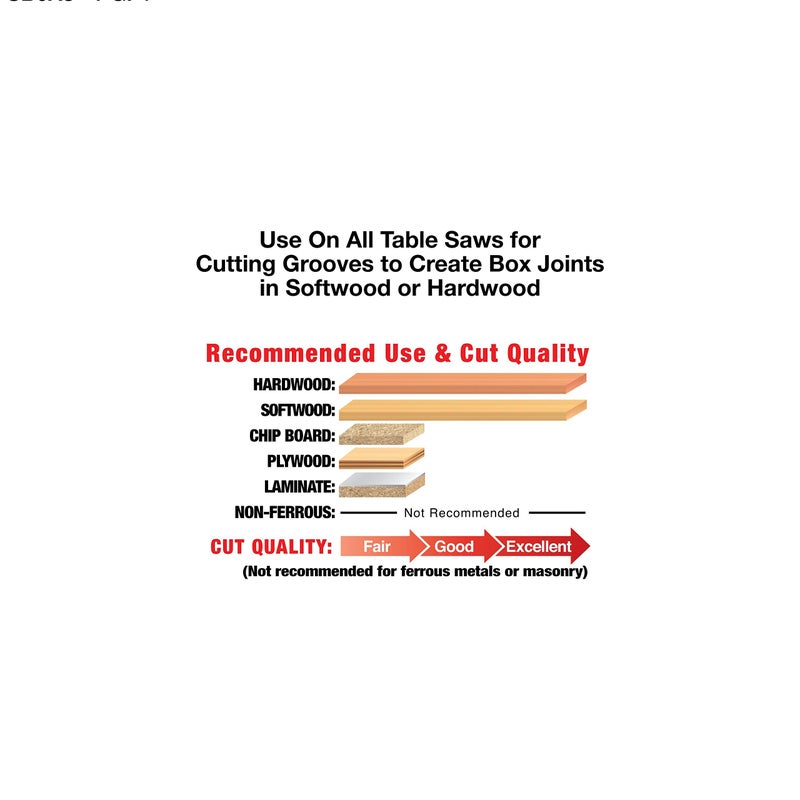 Freud 8" Box Joint Cutter Set with Tico Hi-Density Carbide for Perfect Square Joints - Includes 2 Blades, 1/4" & 3/8" Groove Widths, 5/8" Arbor, Anti-Kickback Design - SBOX8 - Image 4