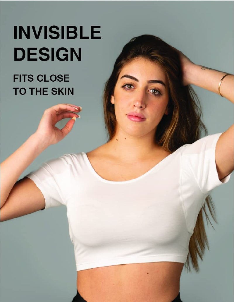 TopDry Womenâ€™s Undershirts - Sweatproof Shirts Women with Underarm Sweat Pads - White - Image 4