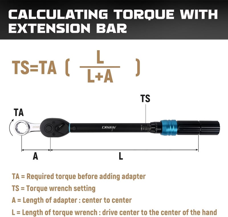 DISEN 9pcs Torque Adapter Set SAE - Durable Torque Wrench Adapter, 3/8" Drive, 12 Point - Image 3