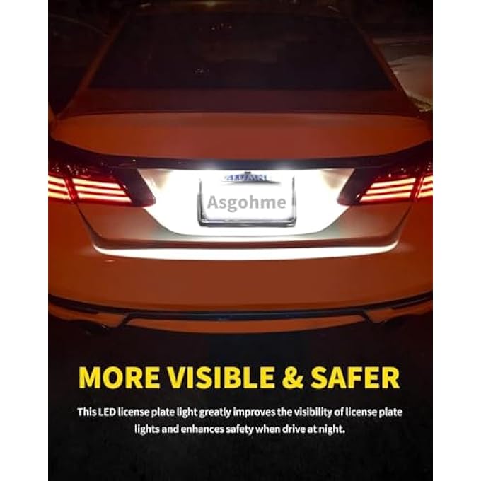 أكس سبرينج مصابيح لوحة ترخيص LED قطعتين 6000K مصابيح لوحة ترخيص بيضاء ساطعة مع تركيب سهل التوصيل والتشغيل ترقية مثالية للسيارات والشاحنات والسيارات الرياضية متعددة الاستخدامات - Image 3