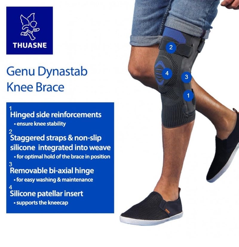 Thuasne دعامة الركبة THUASNE Genu Dynastab - دعامة مفصلية ممتازة للأربطة - استقرار جانبي ووسطي - جهاز طبي CE (المقاس 3) - Image 2