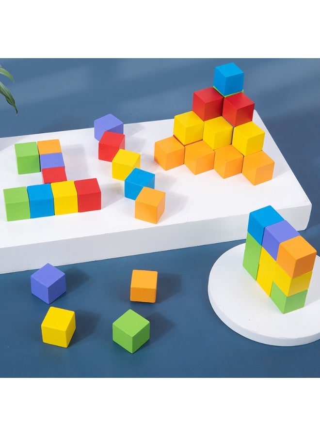 60 Pieces 2cm Wooden Cubes, Solid Wooden Blocks, Multicolour Wood Square Blocks, Puzzle Making Premium Natural Solid Wood Wooden Block Set for Painting Decorating Crafting DIY Projects - Image 2