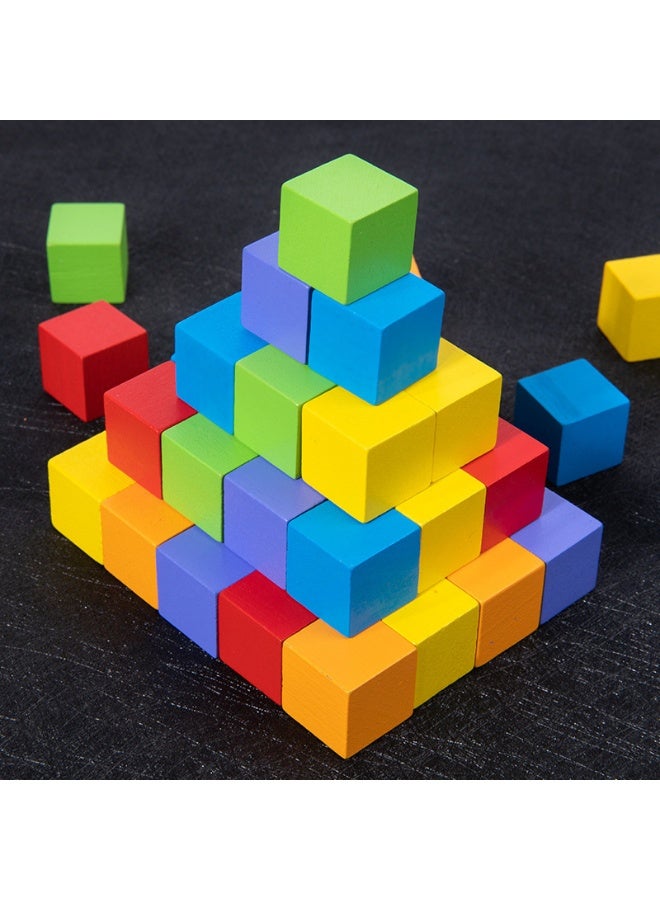 60 Pieces 2cm Wooden Cubes, Solid Wooden Blocks, Multicolour Wood Square Blocks, Puzzle Making Premium Natural Solid Wood Wooden Block Set for Painting Decorating Crafting DIY Projects - Image 1