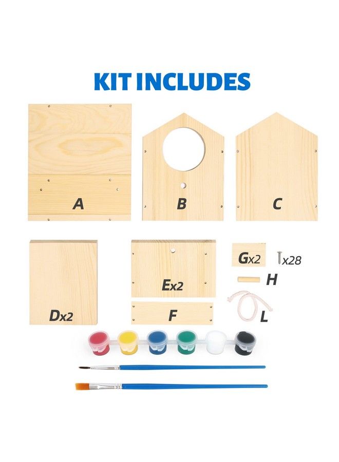 LotFancy Bird House Kit Diy Wooden Birdhouse Kits Bulk Arts And Crafts Painting Kits For Kids And Adults To Build And Paint Including Paints & Brushes - Image 3