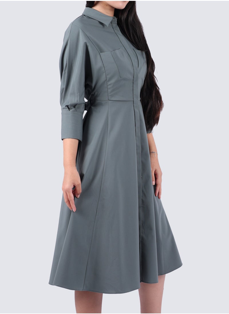 VERO MODA - Women's Hidden Button Double Chest Dress in Balsam Green - Image 1