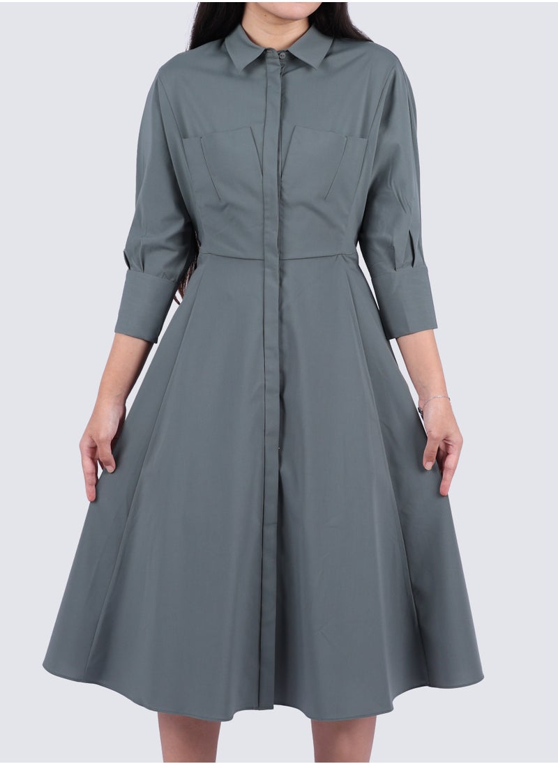 VERO MODA - Women's Hidden Button Double Chest Dress in Balsam Green - Image 1
