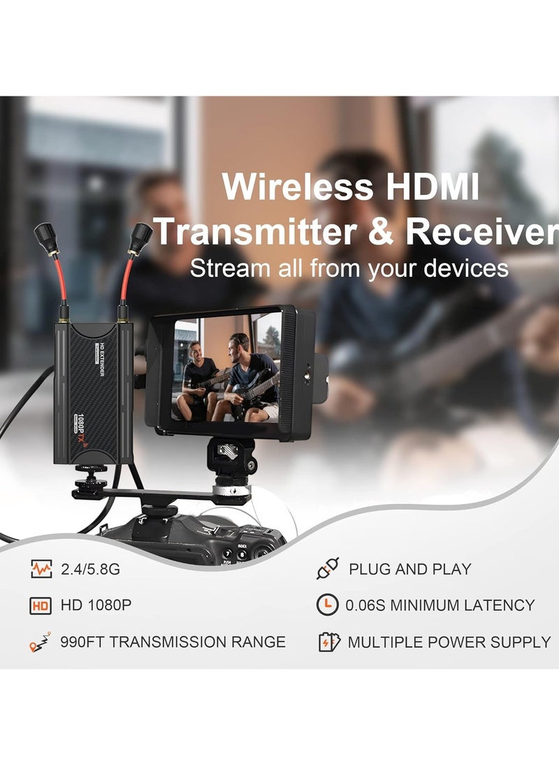 SYOSI - Wireless HDMI Transmitter and Receiver 1080P Full HD Wireless HDMI Extender Kit Range 990FT with HDMI Loop-Out and IR Remote Streaming Form DSLR Camera Laptop Netflix PS4/5 to TV/Projector - Image 1