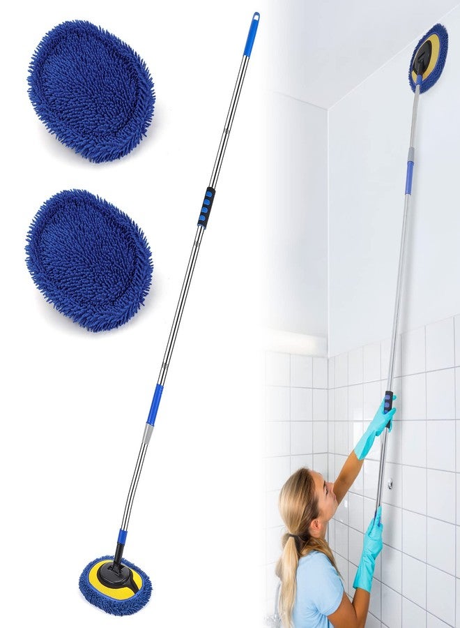 SLIIMU Wall Cleaner, Max 66'' Wall Mop with Long Handle, Ceiling Dust Mop with 15° Labor-Saving Elbow Extension Pole, Baseboard Duster Washer Scrubber, High Reach Window Cleaning Brush, Roof Cleaning Tool-BU - Image 1