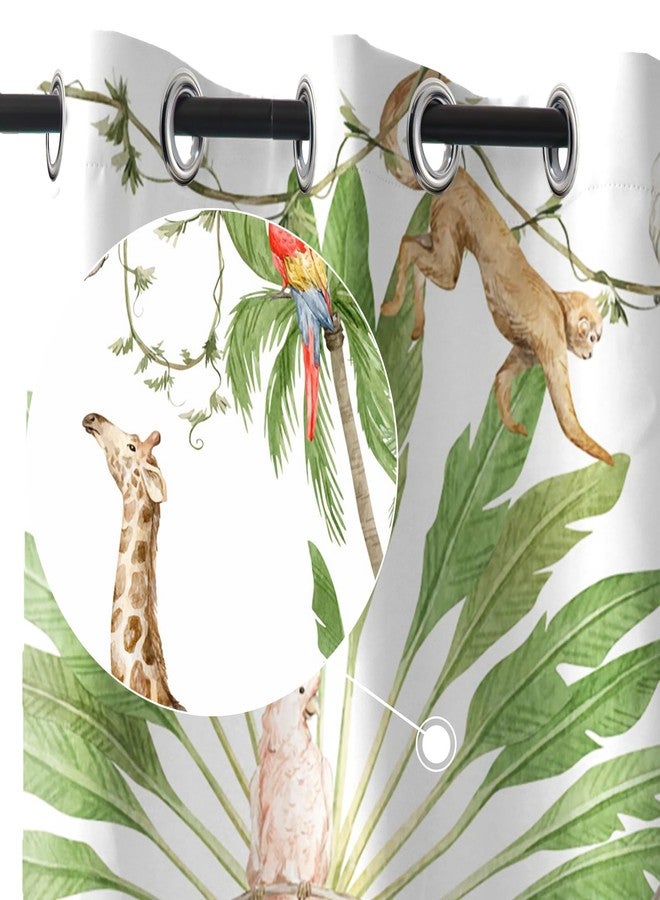 Renaiss African Tropical Animals Blackout Curtains for Bedroom Jungle Forest Palm Tree Safari Wildlife Animal Elephant Giraffe Thermal Insulated Window Drapes Room Decor 2 Panels Set, 42x84 Inch - Image 3