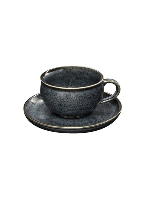 Magma Series Porcelain Cup and Saucer Set Dark Blue and Black 120ml R3006#MAGM