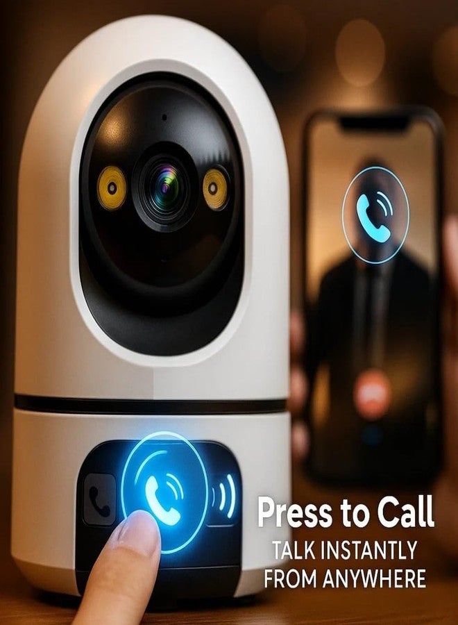 MAYUMI 5+5MP FHD Dual Lens Indoor WiFi CCTV Security Camera with 360° View, Two-Way Audio, Calling, Motion Detection, Color + IR Night Vision and Memory Card Support up to 128 GB - Image 3
