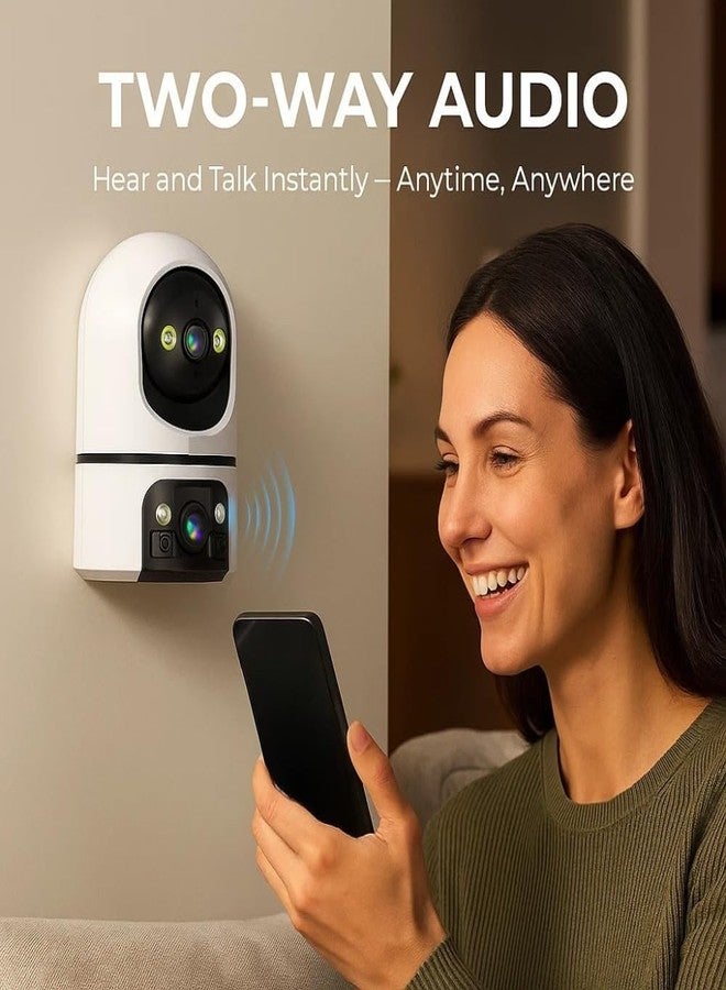 MAYUMI 5+5MP FHD Dual Lens Indoor WiFi CCTV Security Camera with 360° View, Two-Way Audio, Calling, Motion Detection, Color + IR Night Vision and Memory Card Support up to 128 GB - Image 2