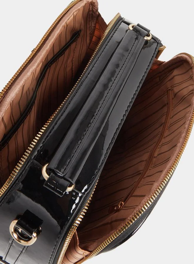 Take Two Take Two Croc Skin Top Handle Shoulder Bag with Zip Closure