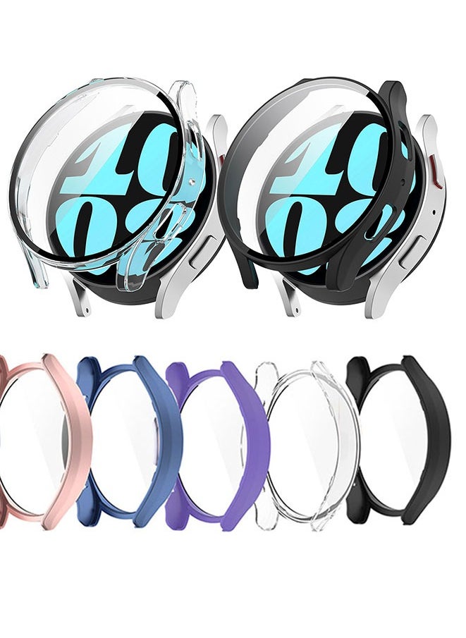 Muyixin مجموعة من 5 قطع من واقي الشاشة الزجاجي المقوى لساعة Galaxy Watch 6 مقاس 40 مم، غطاء ممتص الصدمات الصلب من البولي كربونات (للإصدار الجديد لعام 2023 فقط)  - Image 5