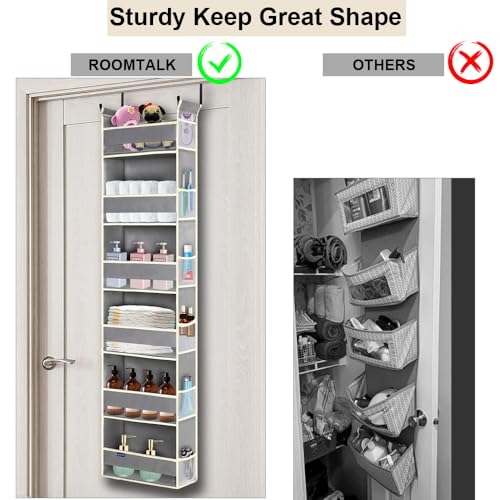 roomtalk Over The Door Organizer 6-Shelves and 12 Side Pockets, Over The Door Storage for Bathroom Bedroom Nursery, Hanging Door Organizers for Baby Diapers and Kids Toys (13"x5"x54", Grey) - Image 2