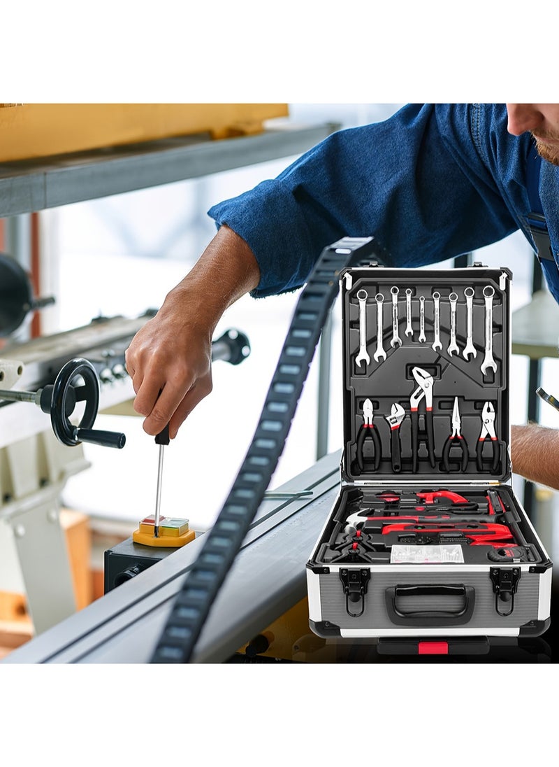 EzzySo 187-Piece Professional Tool Set, Home Hand Tool Set, Auto Repair Tool Set with Aluminum Trolley Case, Silver  - Image 3