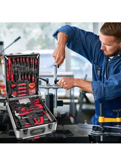 EzzySo 187-Piece Professional Tool Set, Home Hand Tool Set, Auto Repair Tool Set with Aluminum Trolley Case, Silver  - Image 2
