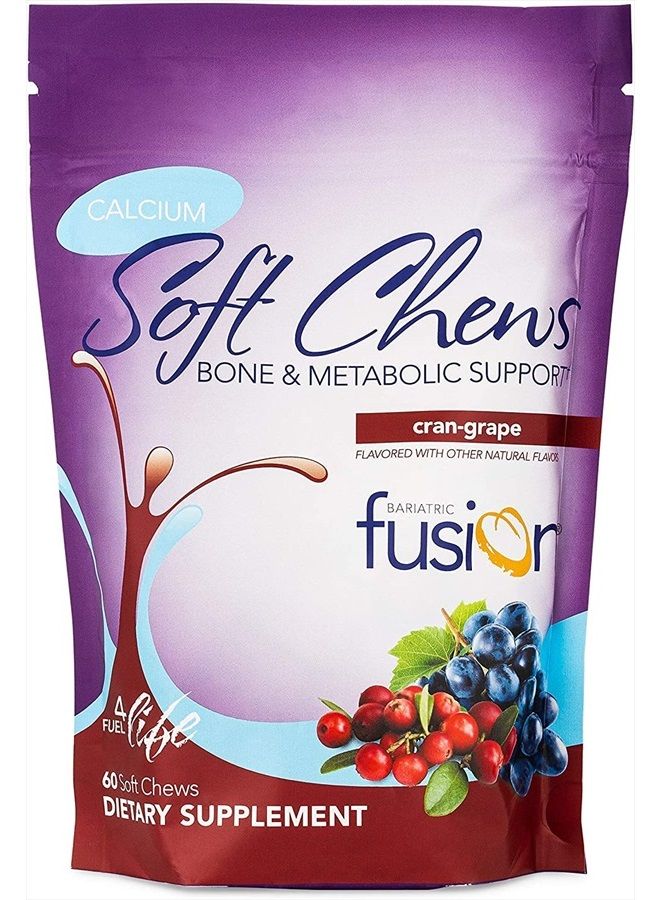 Bariatric Fusion Calcium Citrate & Energy Soft Chew Bariatric Vitamin | Cranberry Grape | Sugar Free | Bariatric Surgery Patients Including Gastric Bypass and Sleeve Gastrectomy | 60 Count - Image 1