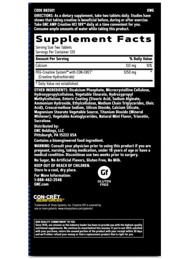 GNC - Amp Hcl 189, 240 Tablets - Image 1