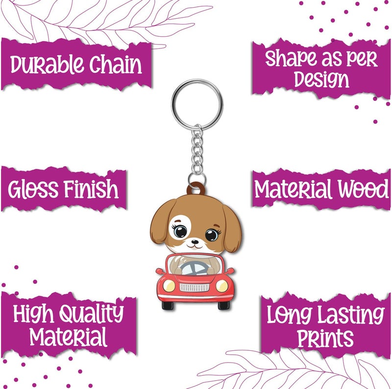 Bhai Please Dog Wooden Keychain For Car, Bike, Office, Home (Pack Of 1) Multicolour Key Chain With Ring | Gift Men, Women, Girls, Boys, Him And Her, Multicolor) - Image 5