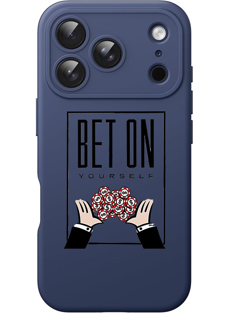 Theodor Protective Slim Fit Case Liquid Silicone Cover with Full Body Protection Anti-Scratch Shockproof Case For Apple iPhone 17 Pro Max (Blue) Bet on yourself - Image 1