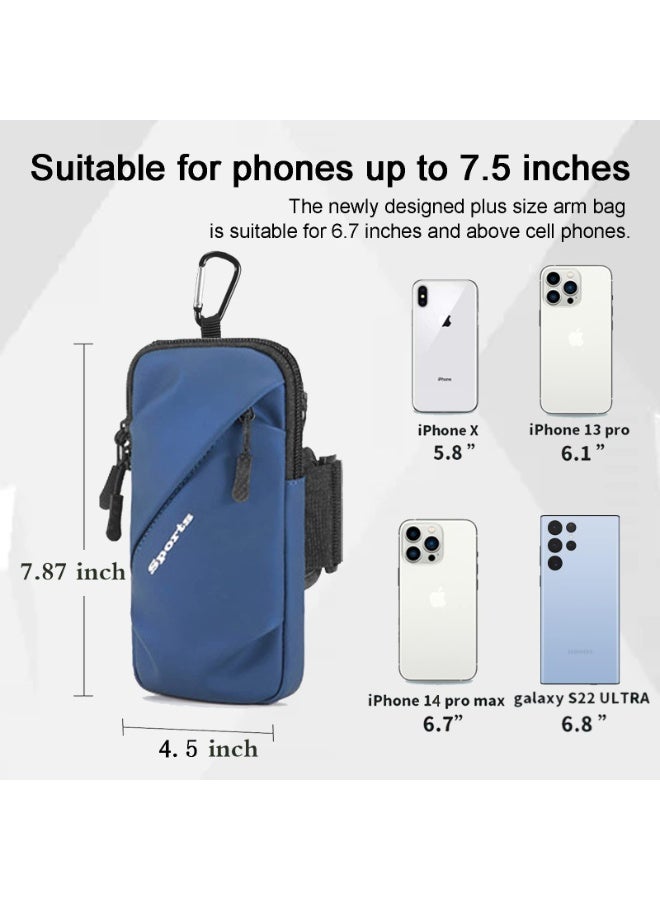 Mobile Phone Holder Arm Strap, Small Crossbody Leather Case Bag With Arm Strap, Suitable For Iphone And All Phones, Used For Running, Walking, Hiking, And Cycling (Plus Size, Blue) - Image 4