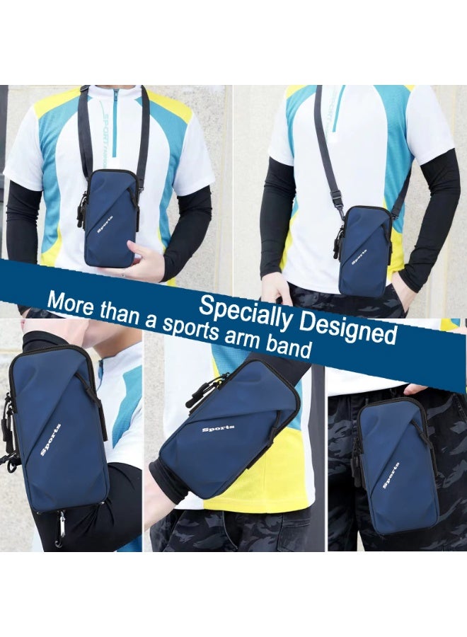 Mobile Phone Holder Arm Strap, Small Crossbody Leather Case Bag With Arm Strap, Suitable For Iphone And All Phones, Used For Running, Walking, Hiking, And Cycling (Plus Size, Blue) - Image 2