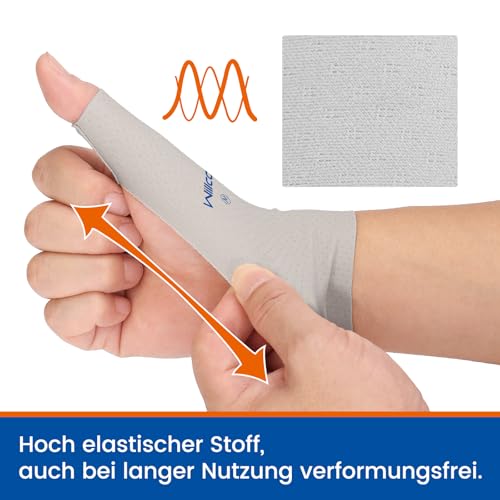Willcom Thumb Wrist Brace Compression Sleeve (2 PCS) for Arthritis Pain Relief Protector Support, Soft Elastic Fabric Thumb Spica Splint Glove Liner for Women and Men -Fits Both Hands (Small) - Image 3