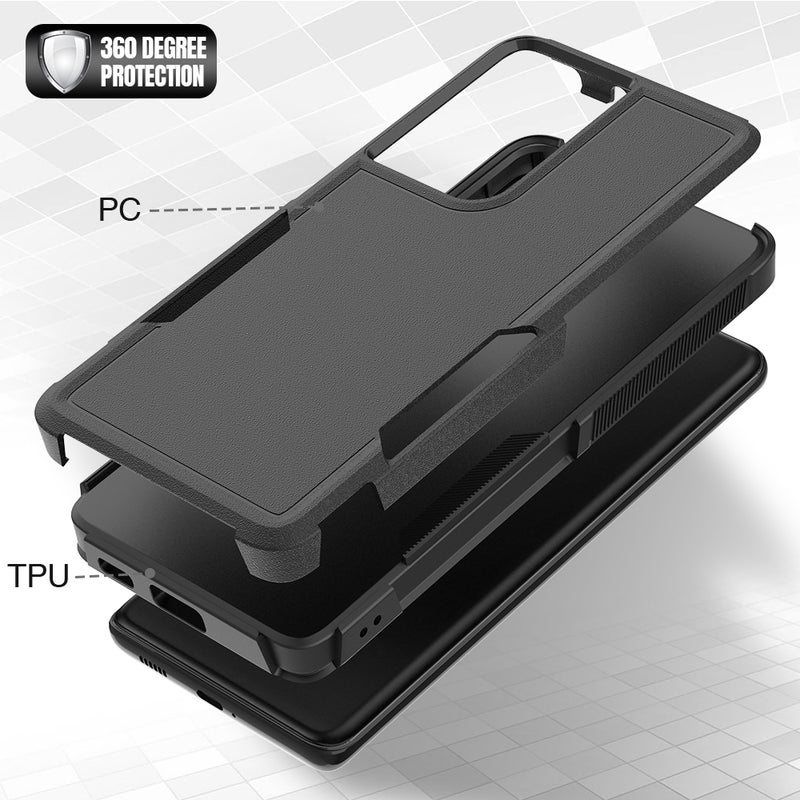 HuHa Case Cover Samsung Galaxy S21 Ultra 5G 2 in 1 PC + TPU Phone Case(Black) - Image 4