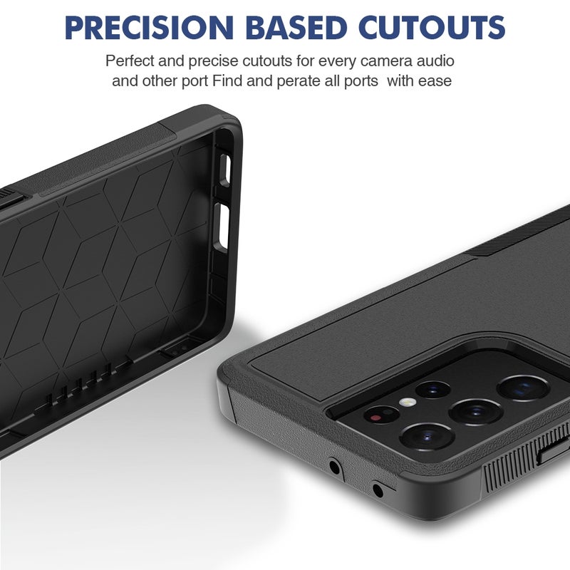 HuHa Case Cover Samsung Galaxy S21 Ultra 5G 2 in 1 PC + TPU Phone Case(Black) - Image 2