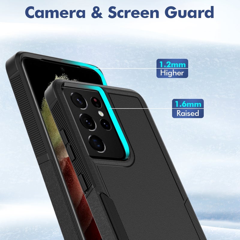 HuHa Case Cover Samsung Galaxy S21 Ultra 5G 2 in 1 PC + TPU Phone Case(Black) - Image 5