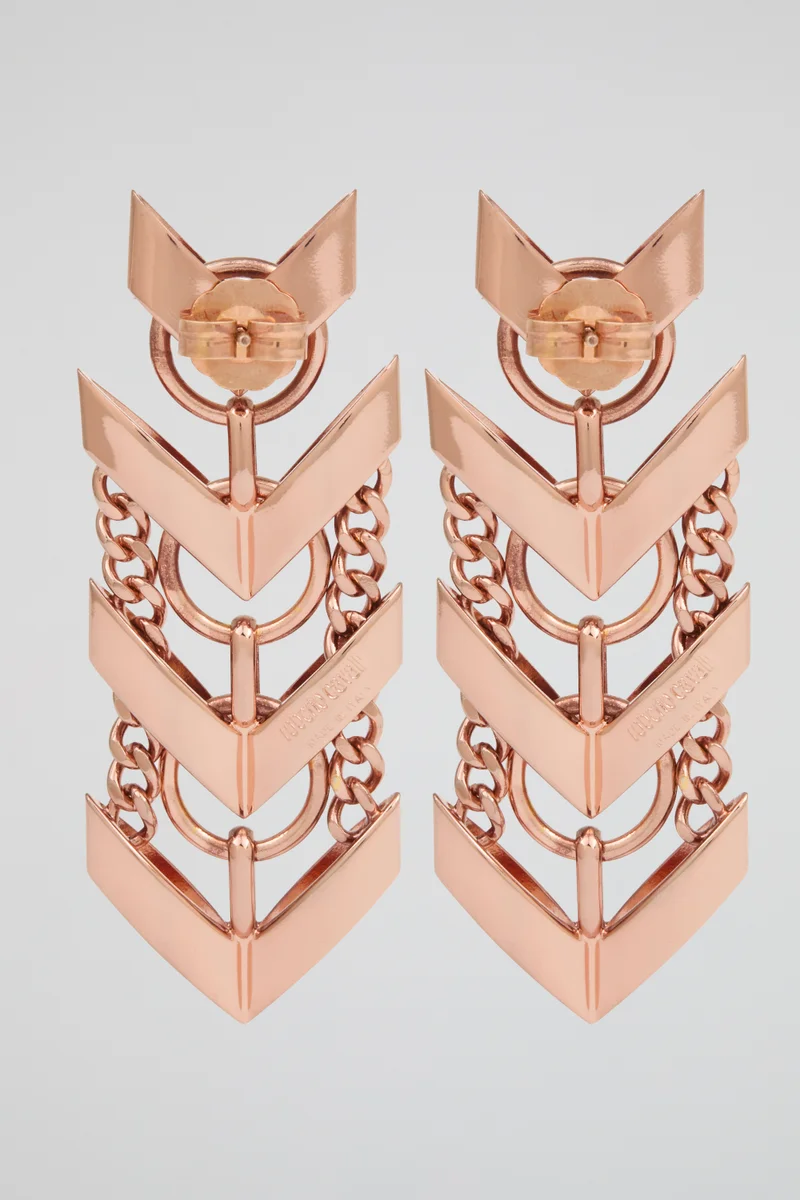 roberto cavalli Roberto Cavalli Rose Gold Chevron Drop Earrings