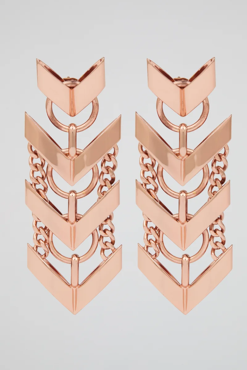 roberto cavalli Roberto Cavalli Rose Gold Chevron Drop Earrings