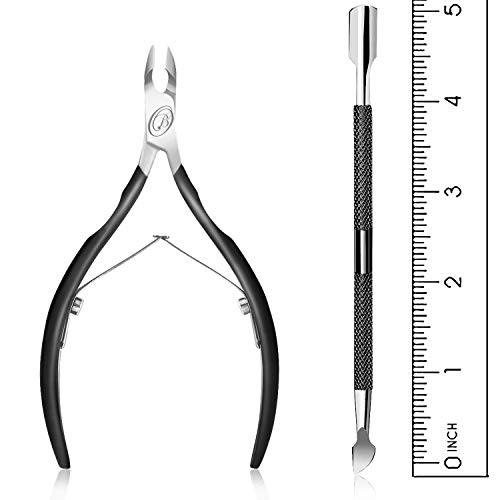 Blueorchids Cuticle Trimmer with Cuticle Pusher - Cuticle Remover Cuticle Nipper Professional Stainless Steel Cuticle Cutter Clipper Durable Pedicure Manicure Tools for Fingernails and Toenails - Half Jaw - Image 2