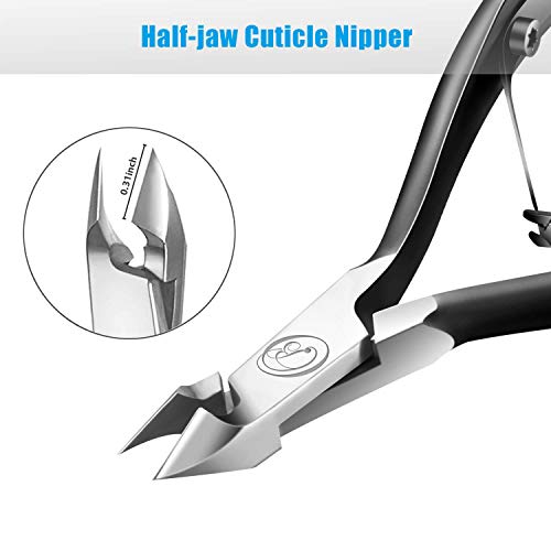 Blueorchids Cuticle Trimmer with Cuticle Pusher - Cuticle Remover Cuticle Nipper Professional Stainless Steel Cuticle Cutter Clipper Durable Pedicure Manicure Tools for Fingernails and Toenails - Half Jaw - Image 3