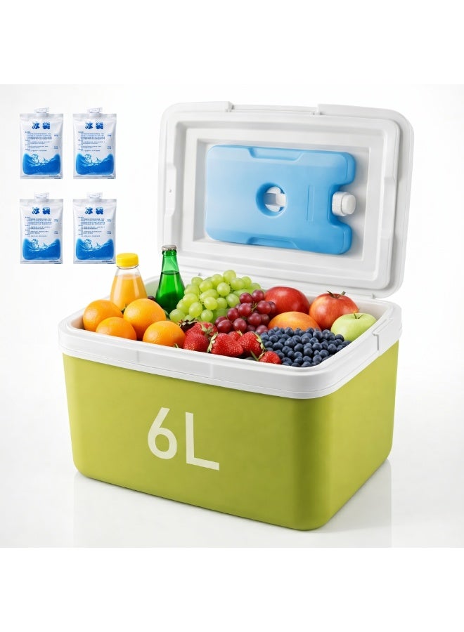 Manful 6L Insulated Cooler Box with Ice Packs – Portable Ice Chest for Camping, Picnic & Outdoor Travel, Leakproof Food & Beverage Storage Cooler - Image 1