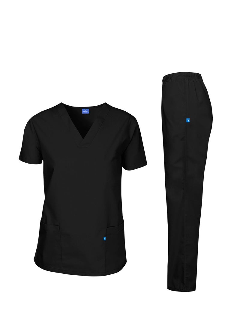 just adore Medical Scrub Suit for Men and Women Black 