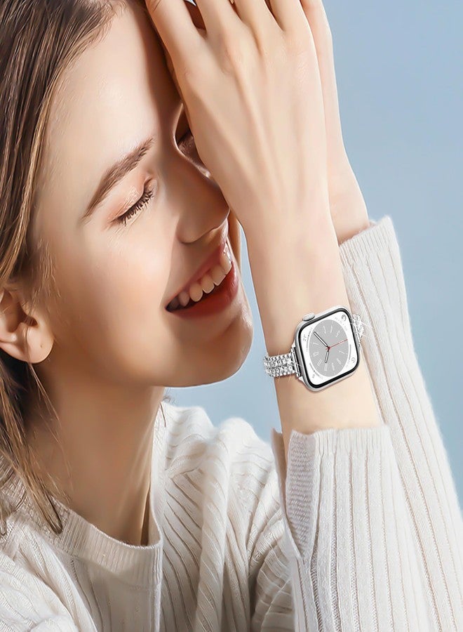 Mazuboho Slim Bling Band Compatible with Apple Watch Bands for Women 38mm 40mm 41mm 42mm 44mm 45mm 46mm 49mm, Diamond Metal Apple Watch Band for iWatch Series 11 10 9 8 7 SE 6 5 4 3 2 1, Ultra 3 Ultra2 Ultra - Image 2