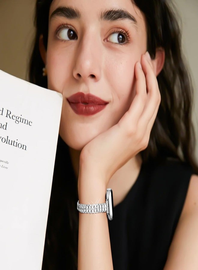 Mazuboho Slim Bling Band Compatible with Apple Watch Bands for Women 38mm 40mm 41mm 42mm 44mm 45mm 46mm 49mm, Diamond Metal Apple Watch Band for iWatch Series 11 10 9 8 7 SE 6 5 4 3 2 1, Ultra 3 Ultra2 Ultra - Image 3