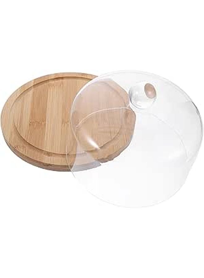 Acrylic Cake Dome Cover With Wooden Base For Dessert Presentation Kitchen Serving - Image 1