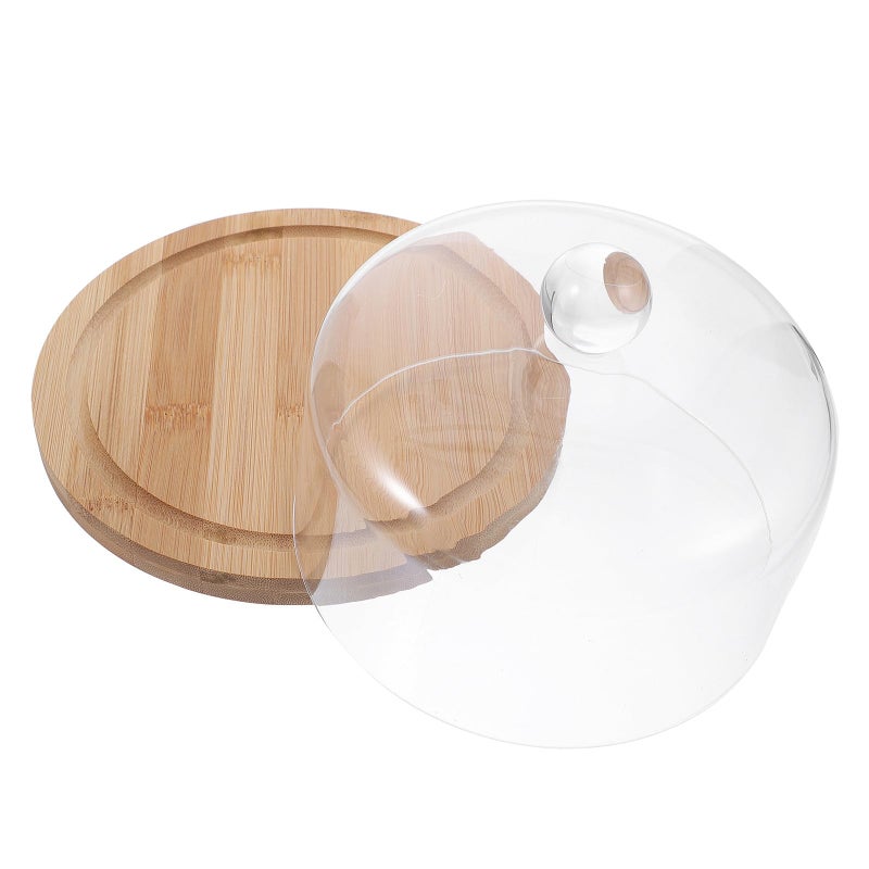 Acrylic Cake Dome Cover With Wooden Base For Dessert Presentation Kitchen Serving - Image 2