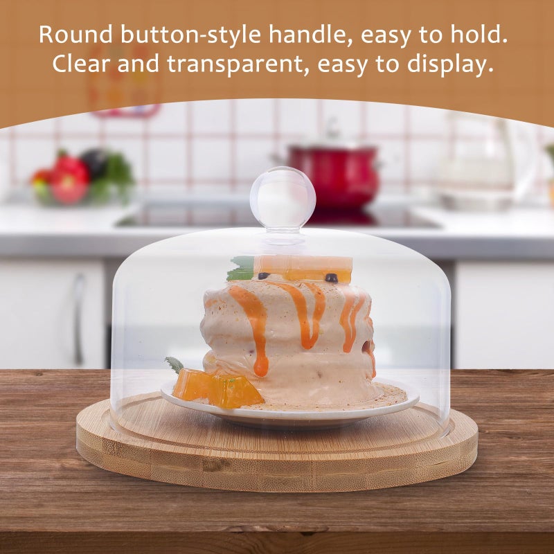 Acrylic Cake Dome Cover With Wooden Base For Dessert Presentation Kitchen Serving - Image 4