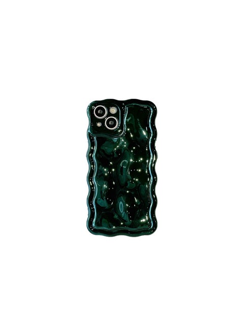 Solid Color Electroplated Water Corrugated IPhone16promax Phone Case Apple 15/14 16e Advanced Sense-Color:xym Wave Meteorite Plating Green-Applicable Model:16e (without Packaging)