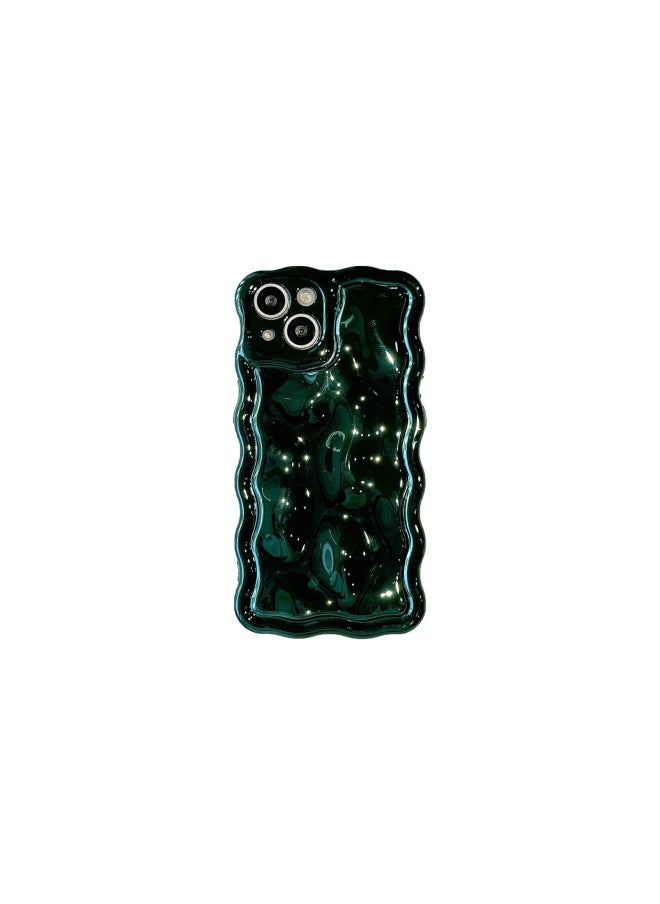 Generic - Solid Color Electroplated Water Corrugated IPhone16promax Phone Case Apple 15/14 16e Advanced Sense-Color:xym Wave Meteorite Plating Green-Applicable Model:16e (without Packaging) - Image 1