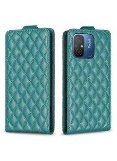 HuHa Case Cover For Xiaomi Poco C55 / Redmi 12C Diamond Lattice Vertical Flip Leather Phone Case Green 