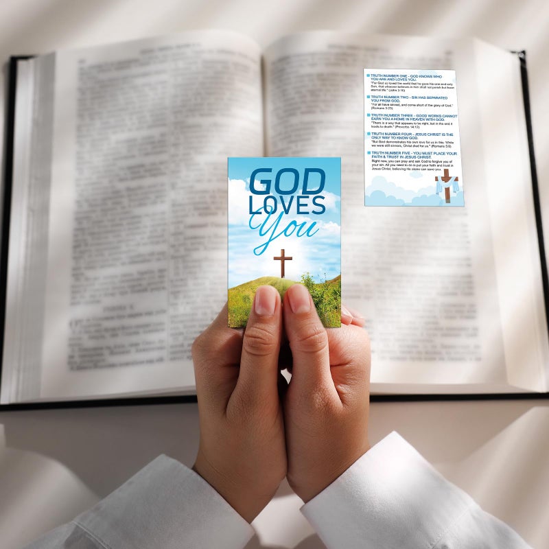 Noveread 200 Pcs Gospel Tract Card Salvation Cards Pocket Holy Postcard Prayer Postcards Christian Inspirational Bible Verses Bookmark For Christian Gift(God Loves You) - Image 4