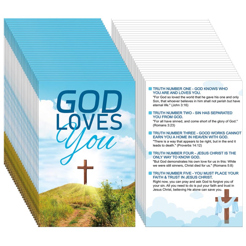Noveread 200 Pcs Gospel Tract Card Salvation Cards Pocket Holy Postcard Prayer Postcards Christian Inspirational Bible Verses Bookmark For Christian Gift(God Loves You) - Image 1