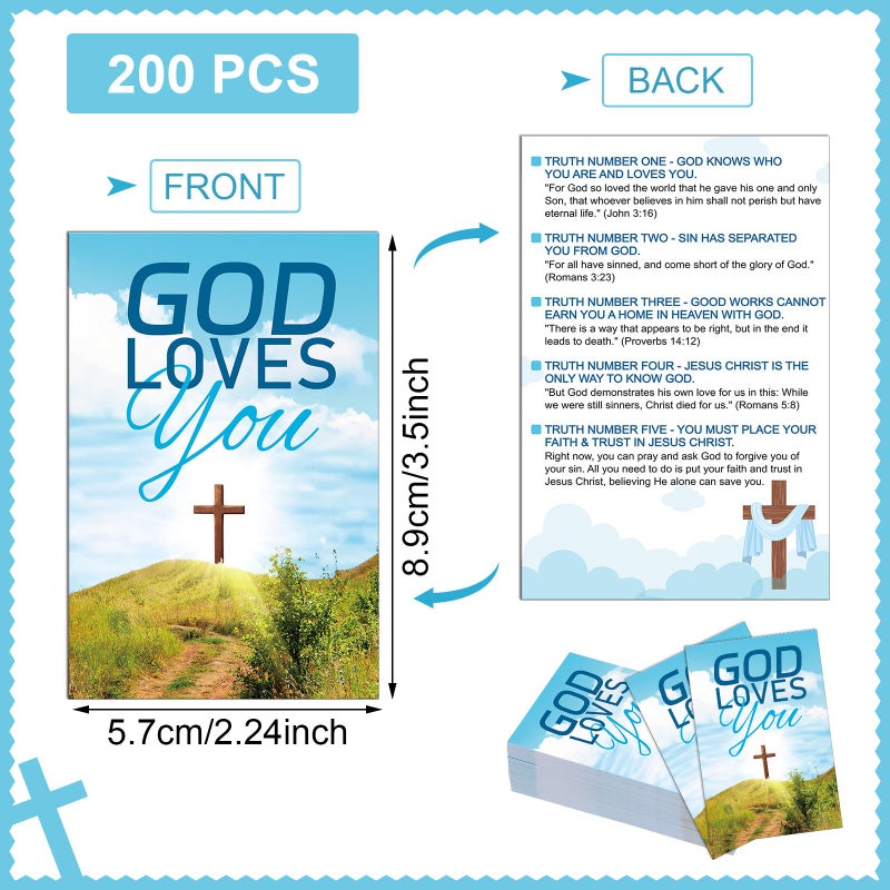 Noveread 200 Pcs Gospel Tract Card Salvation Cards Pocket Holy Postcard Prayer Postcards Christian Inspirational Bible Verses Bookmark For Christian Gift(God Loves You) - Image 2
