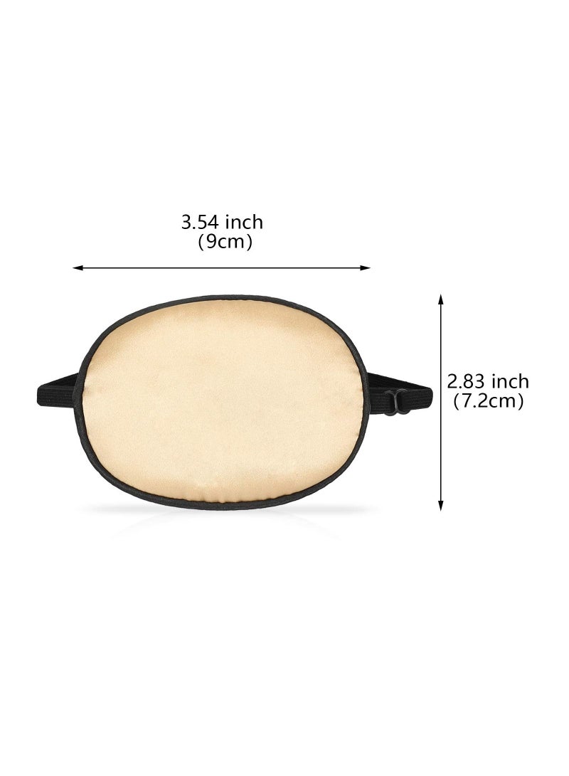 Silk Eye Patch Elastic Lazy Eye Patch Adjustable Single Eye Patch with Elastic Strap, for Adults Lazy Eye Amblyopia Strabismus No Leakage Smooth Soft, 3 Pieces